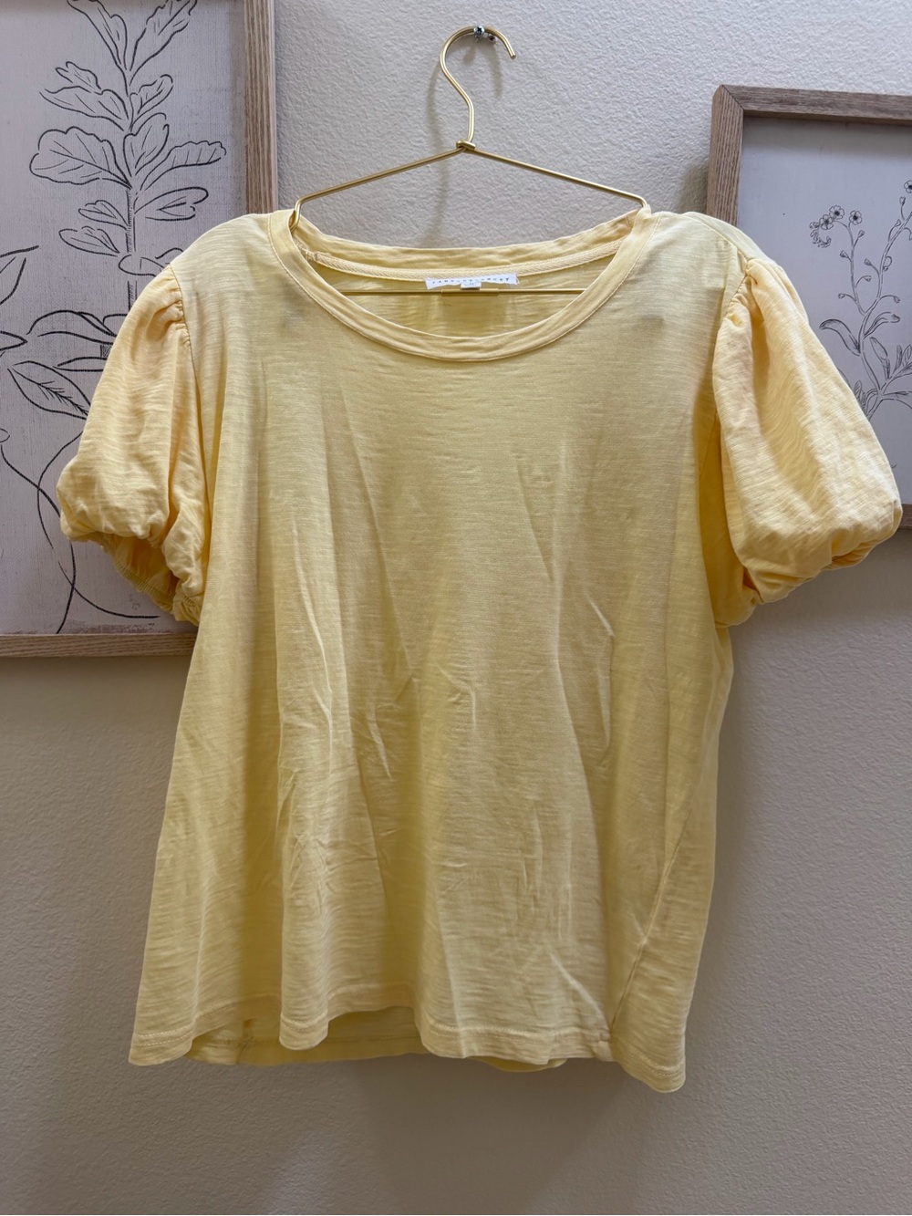 Jane and Delancey Puff Sleeve Tee in Pale Yellow